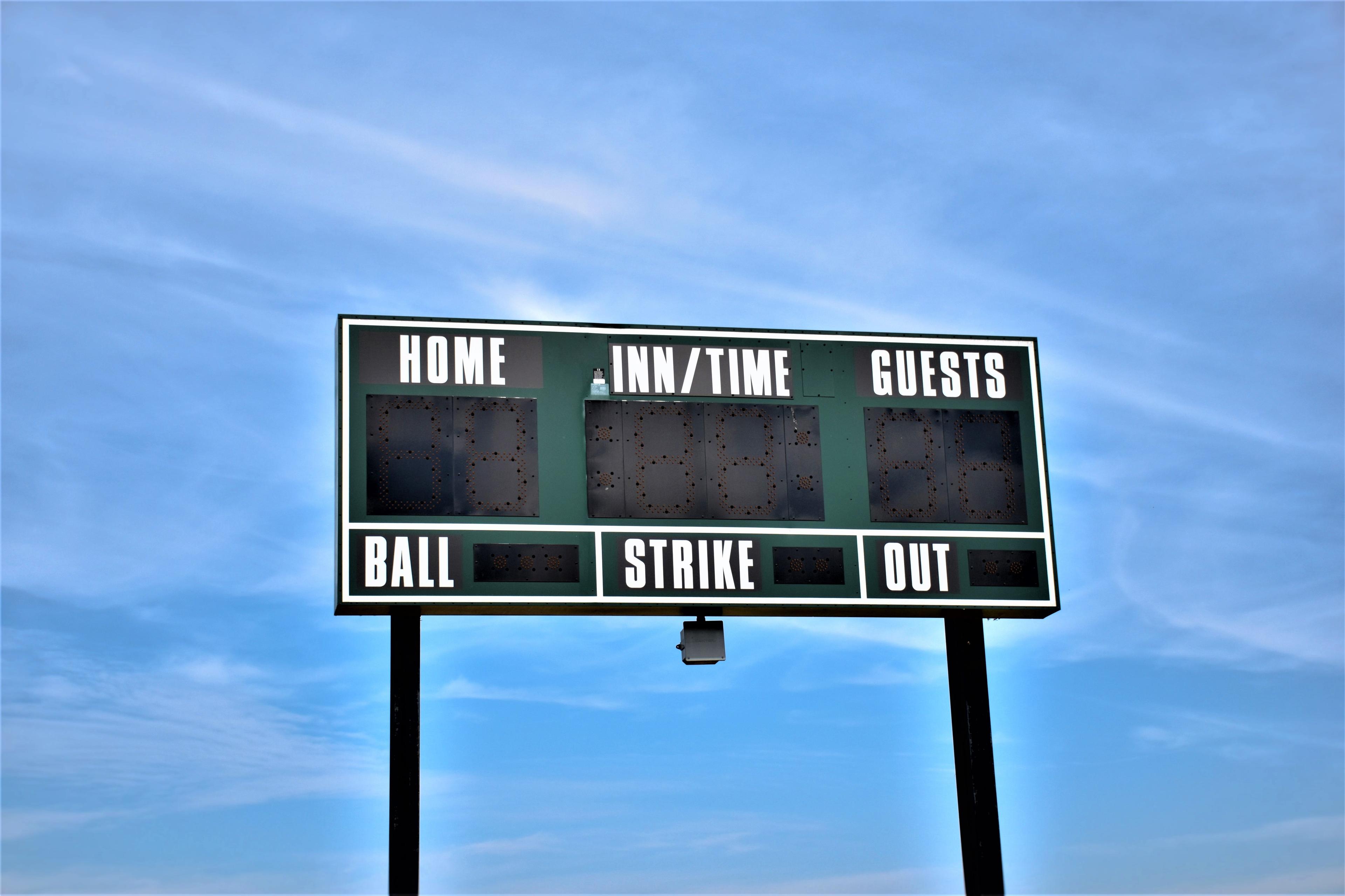 Turned off football stadium scoreboard